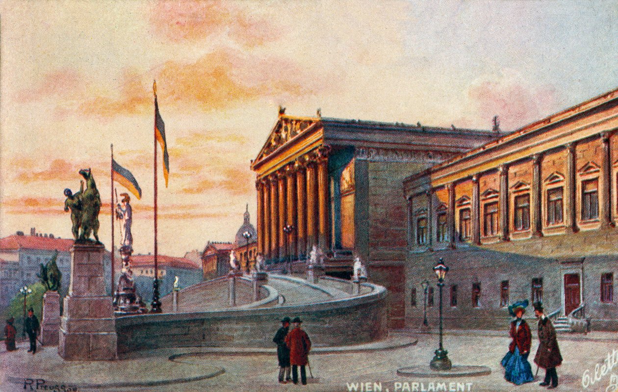 Parlamentsbyggnaden Wien, slutet av 1800-talet/2000-talet (vykort) av Unbekannter Künstler