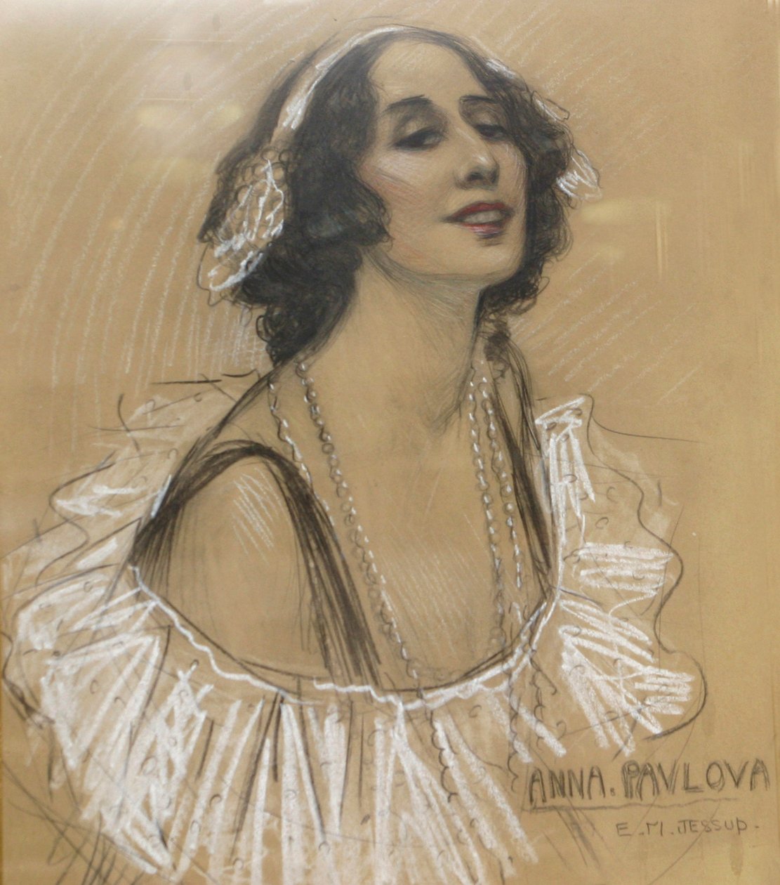 Pastellteckning av den ryska balettdansösen Anna Pavlova på London Jewish Cultural Centre, London, Storbritannien. av Unbekannt
