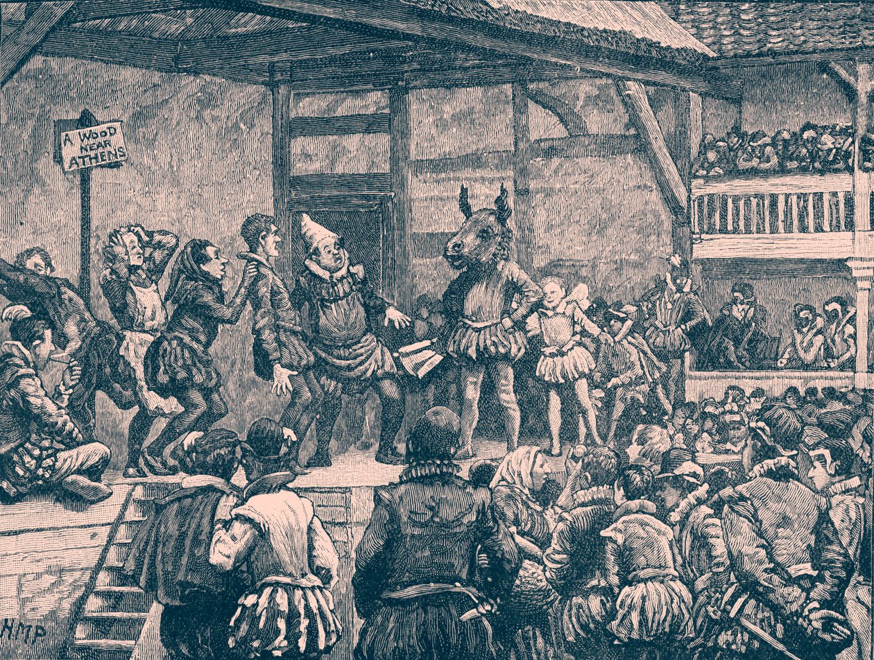 Uppförande av "En midsommarnattsdröm" av Shakespeare (gravyr) av Unbekannter Künstler