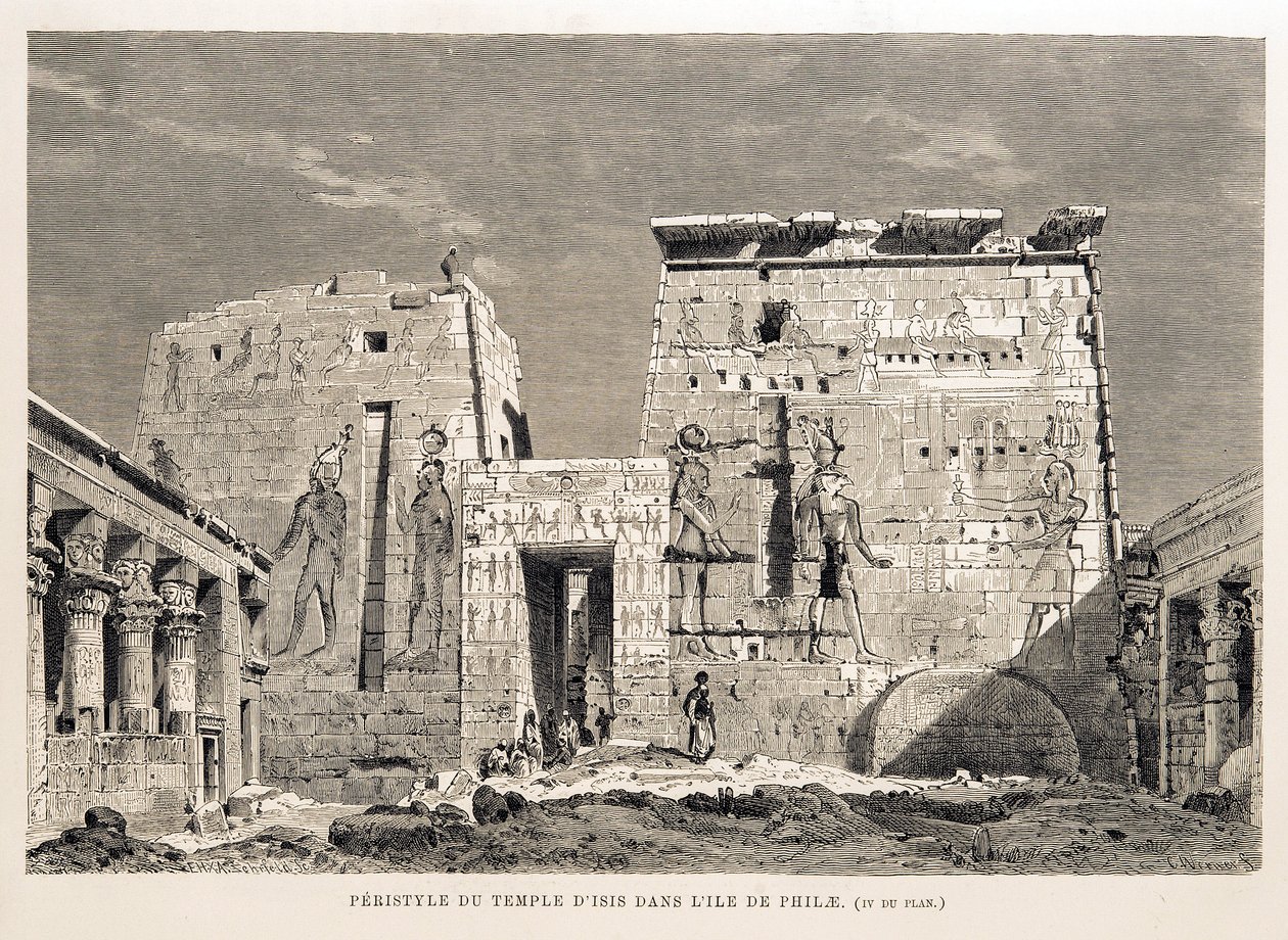 Peristyle av Isis-templet på ön Philae, Egypten Illustration från Atlas of Egypt av Unbekannt