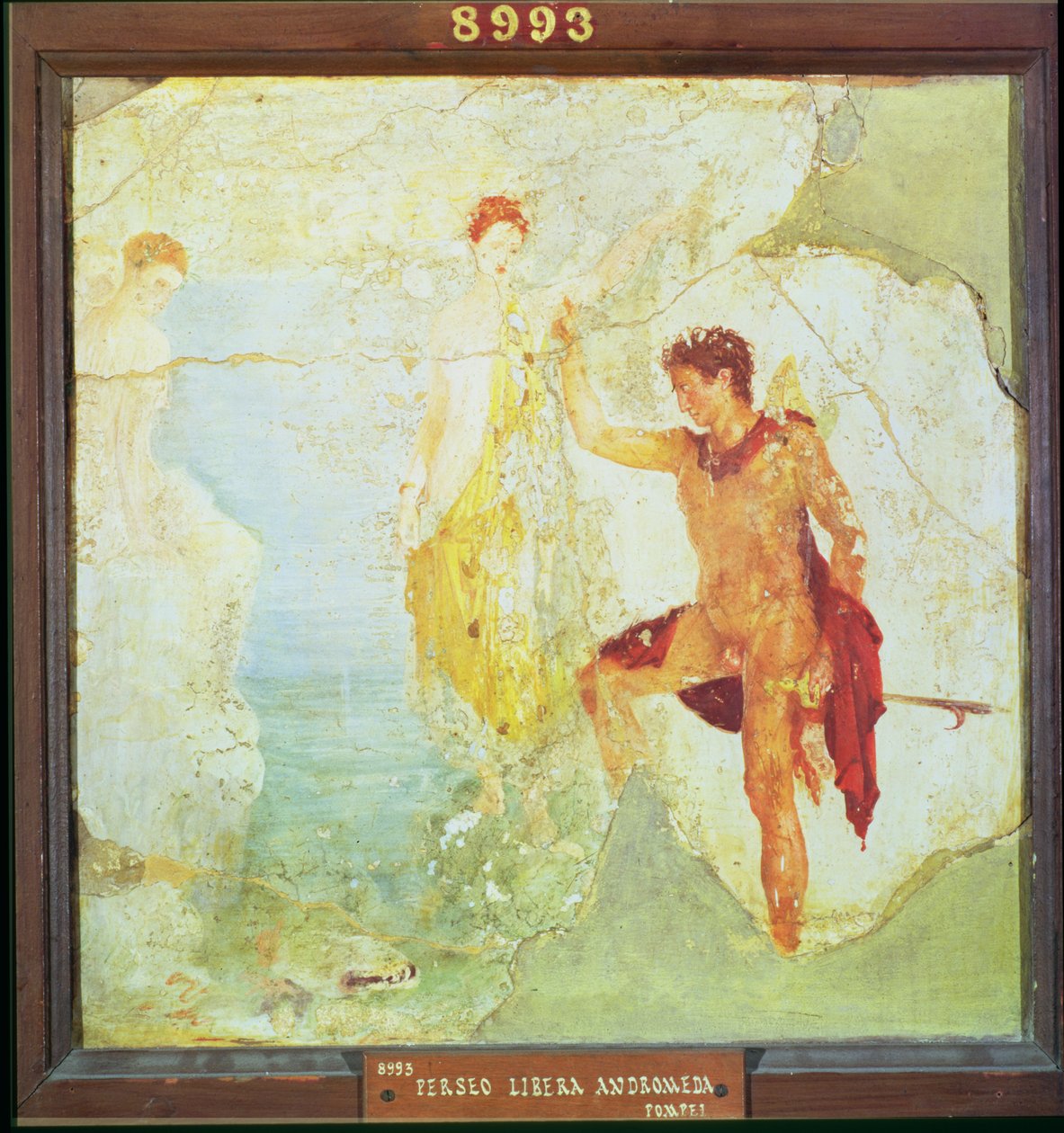 Perseus befriar Andromeda, från de fem skeletternas hus, Pompeji, 4:e dekorativa stilen, c.30 e.Kr. (fresk) av Unbekannt