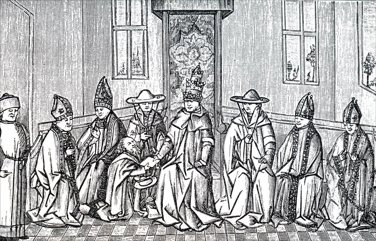 Eremiten Peter, påven Urban II och Simeon Patriark av Jerusalem. av Unbekannt
