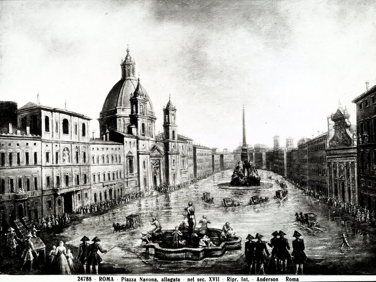 Piazza Navona i Rom, tryck 1600-talshus i Rom av Unbekannt