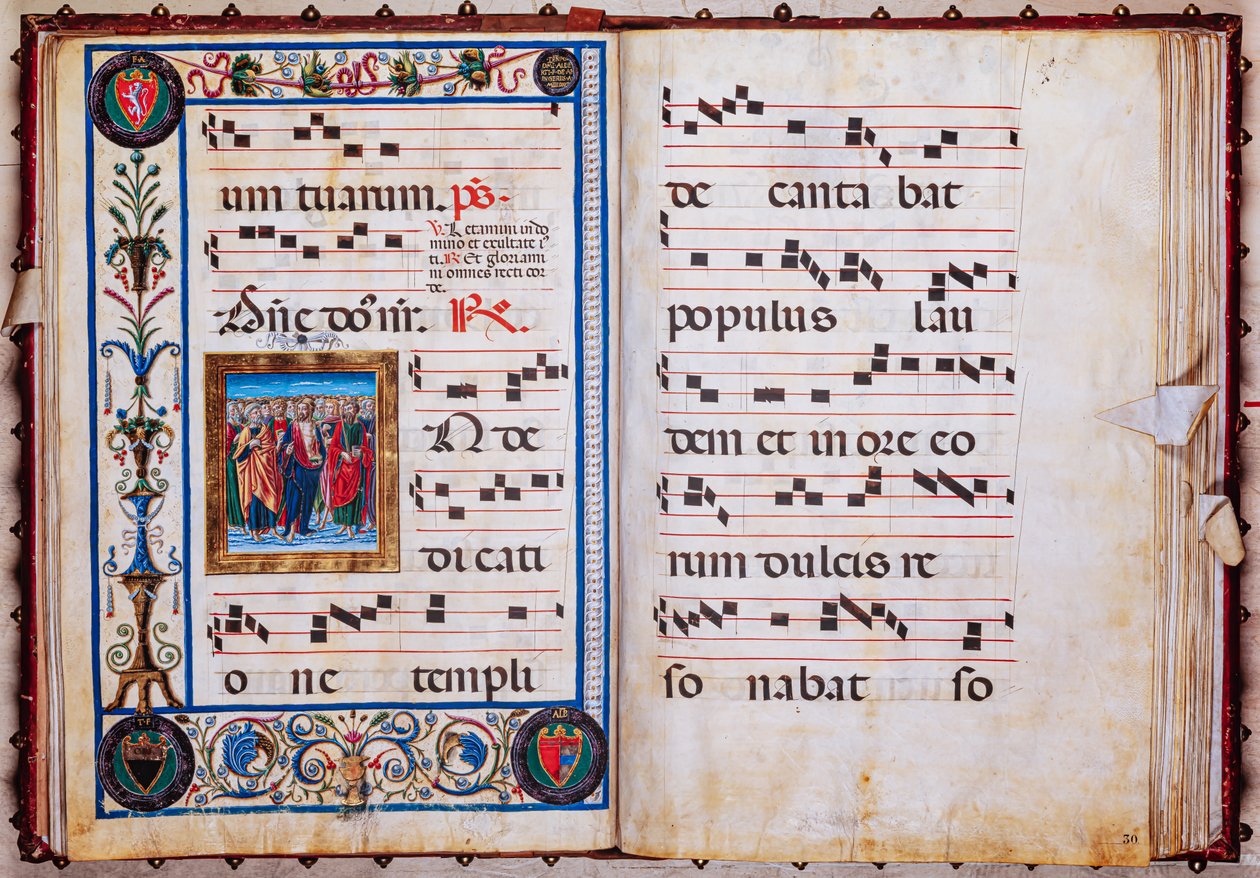 Piccolomini bibliotek: körbok, torsk. 26.R, ff. 29v-30r med "Kristus och alla heliga", av Giovanni di Taldo. av Unbekannter Künstler