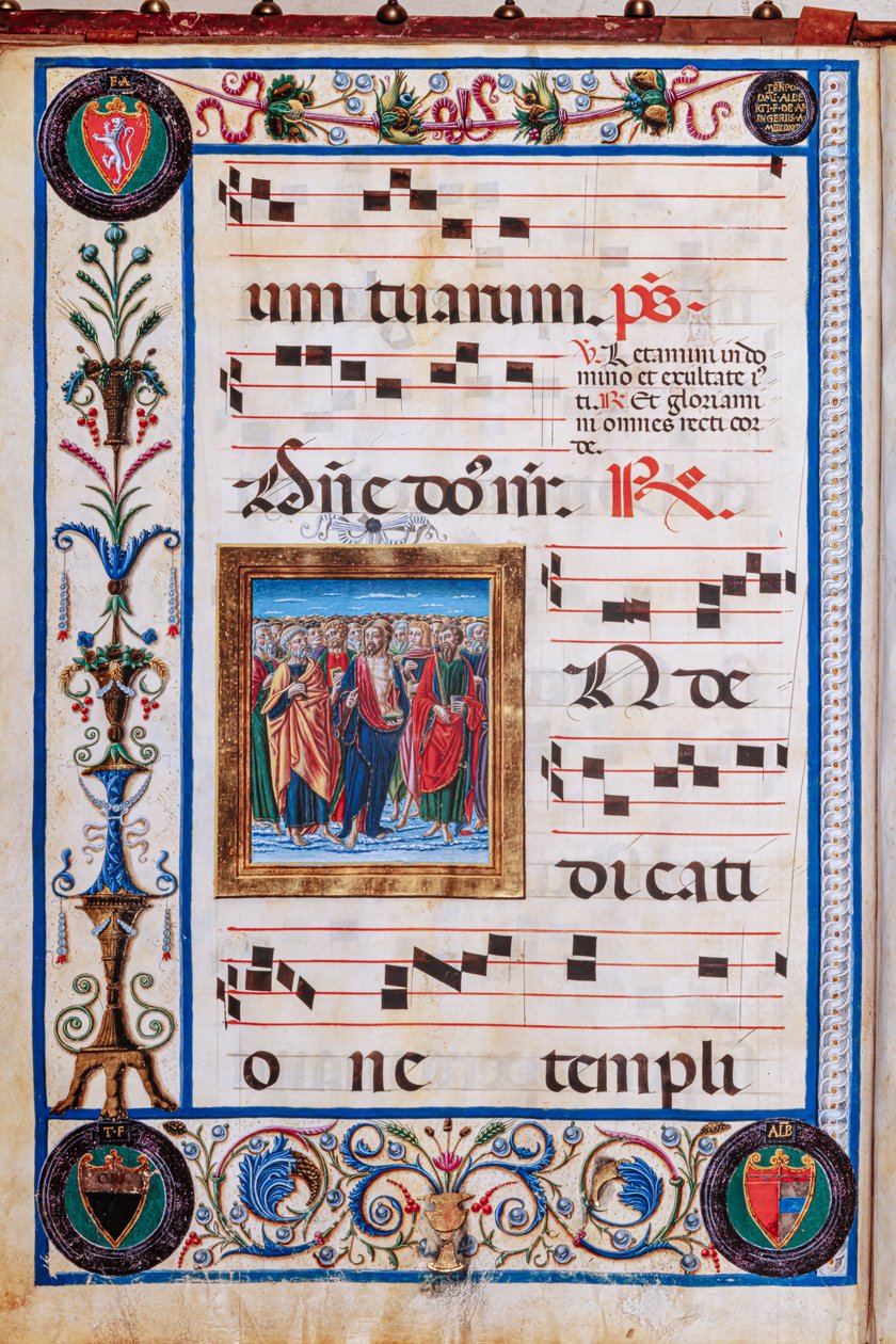 Piccolomini bibliotek: körbok, torsk. 26.R, ff. 29v med "Kristus och alla heliga", av Giovanni di Taldo. av Unbekannter Künstler