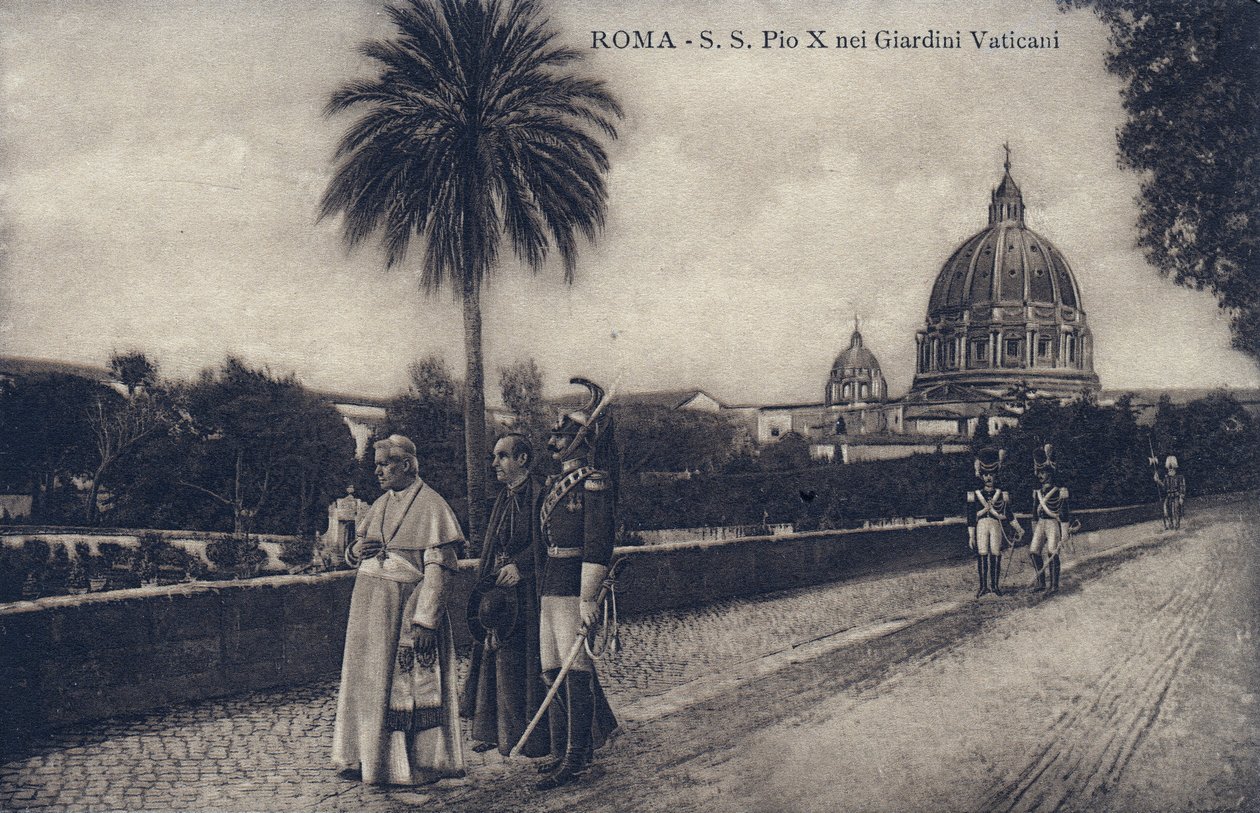 Påven Pius X (1835-1914) går genom Roms gator - Vykort 1903-1914 av William M. Timlin
