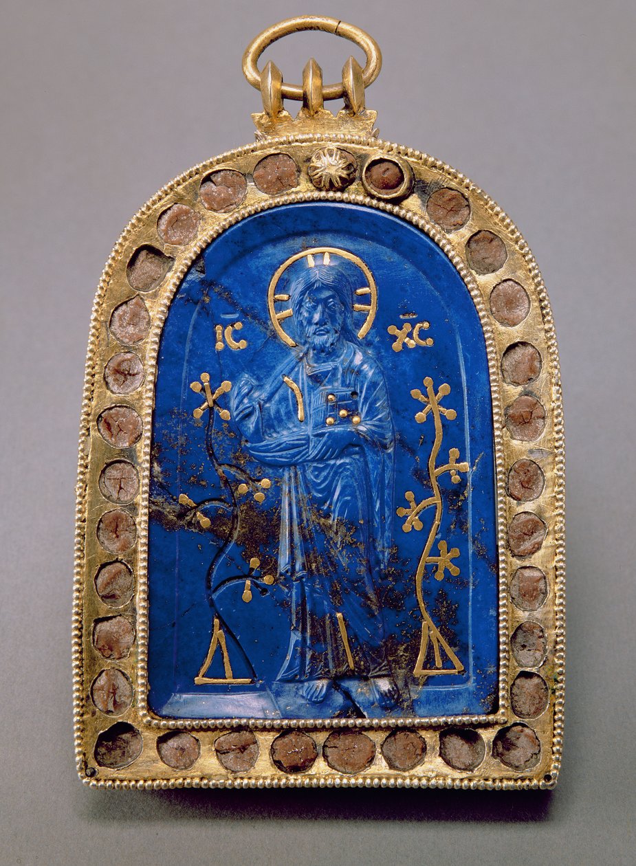 Bärbar ikon, förmodligen medeltida (lapis lazuli) av Unbekannt