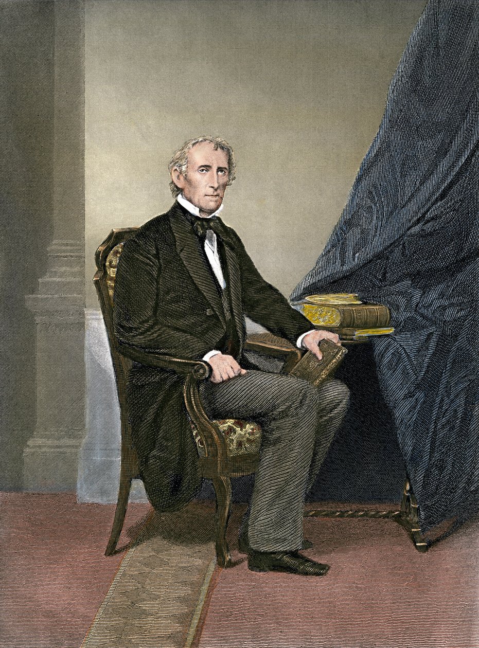 Porträtt av den amerikanske presidenten John Tyler (1790-1862). av Unbekannter Künstler