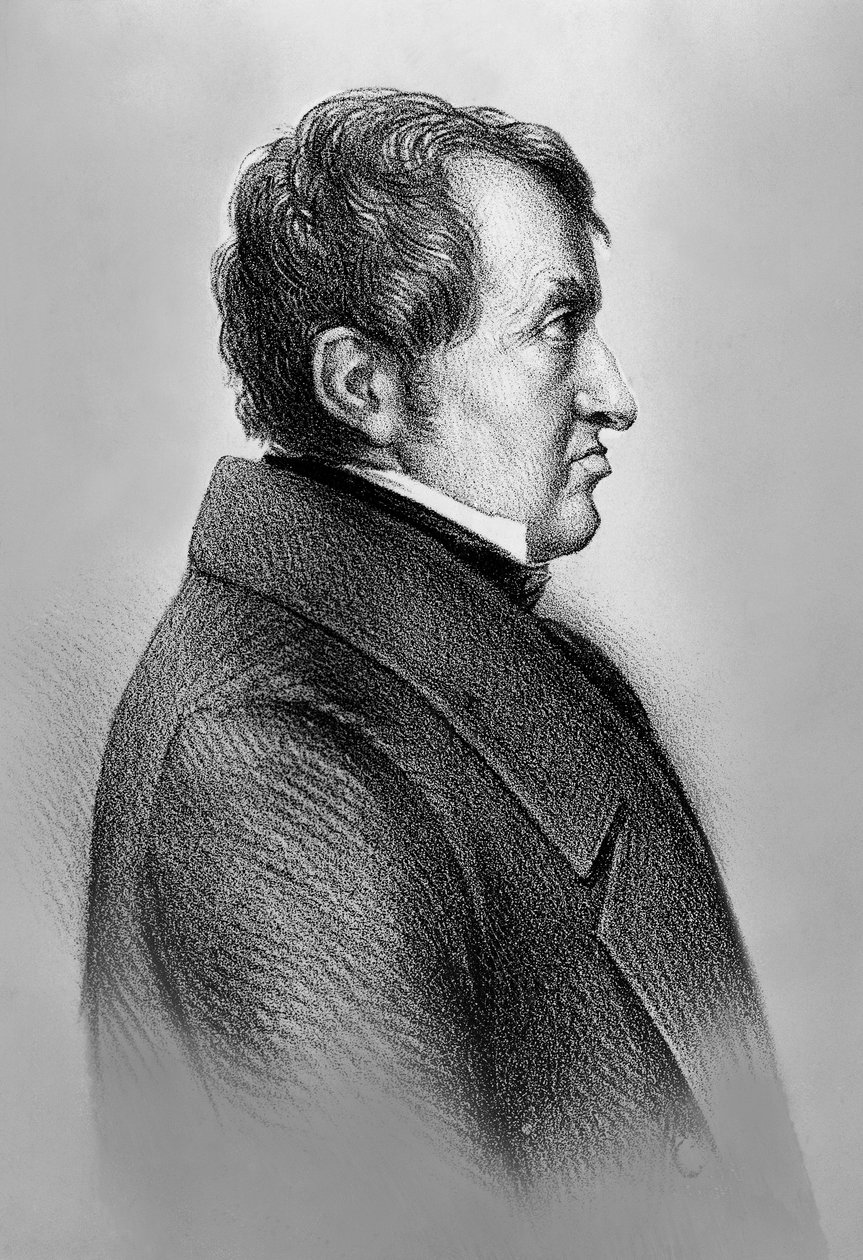 Porträtt av Andre-Marie Ampere (1775-1836), fransk fysiker, matematiker och en av grundarna av vetenskapen om klassisk elektromagnetism av William M. Timlin