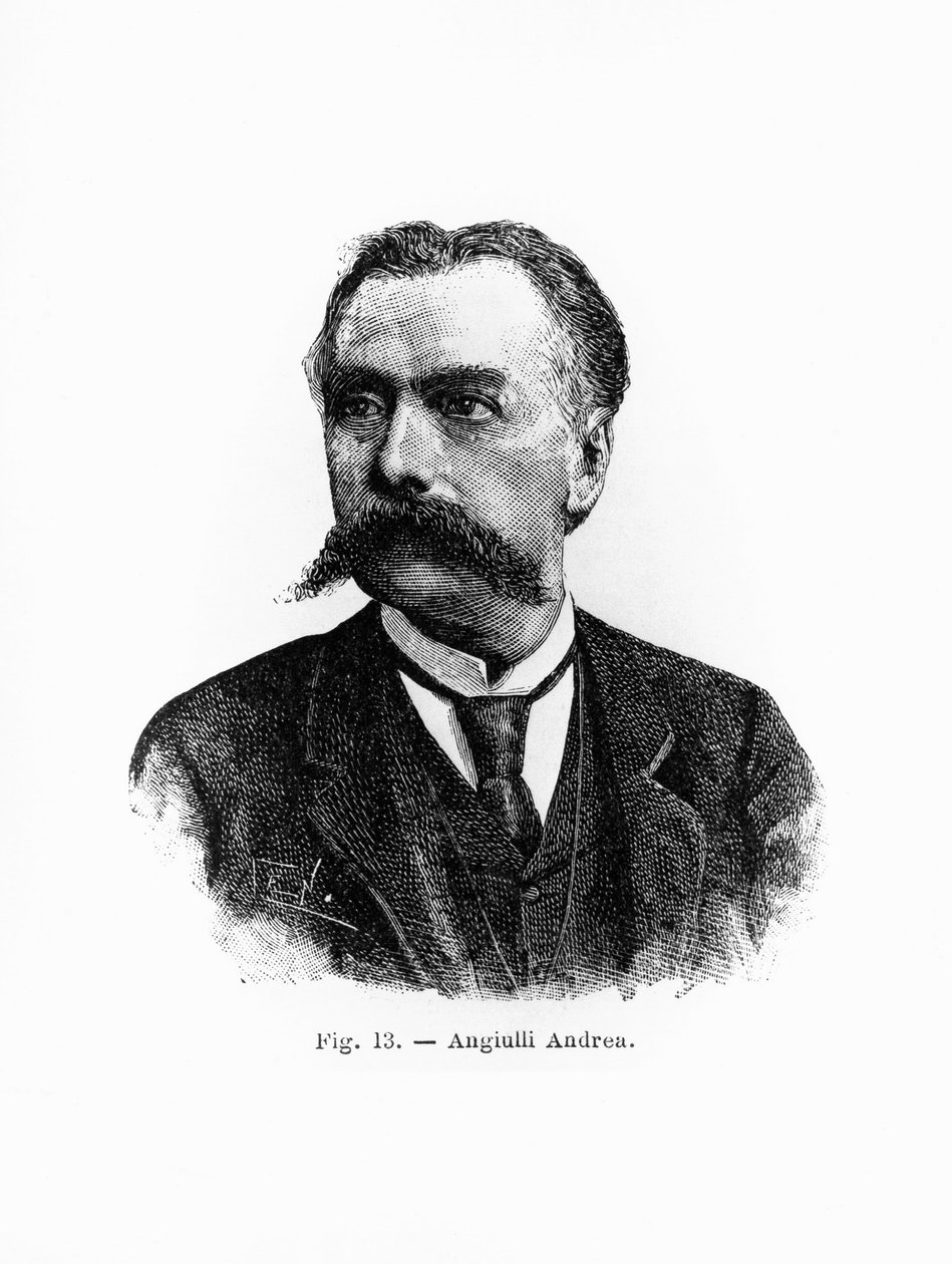 Porträtt av Andrea Angiulli (1837-1890), italiensk filosof och pedagog, gravyr av J.B. and Brown J. Rowbotham