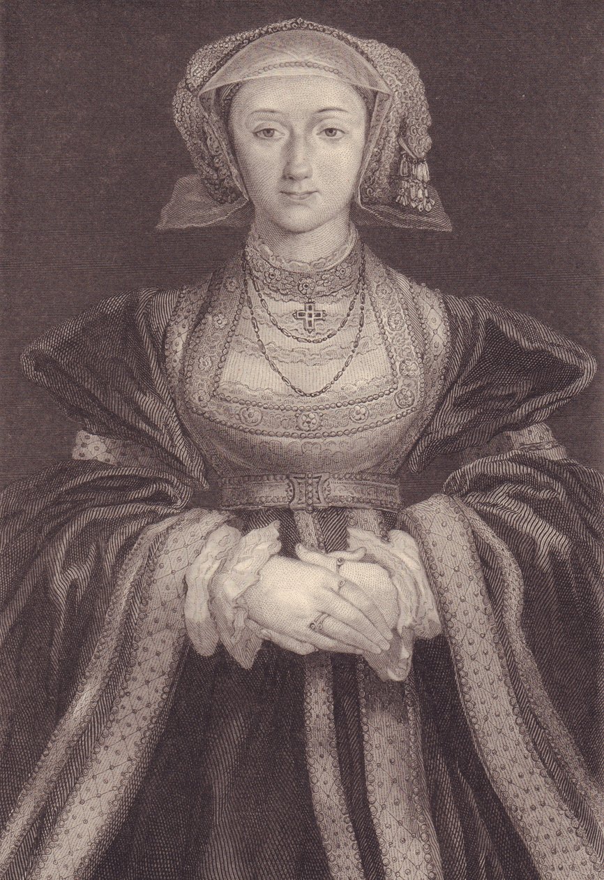 Porträtt av Anne av Cleves (1515-1557), drottning av England, gravyr av William M. Timlin