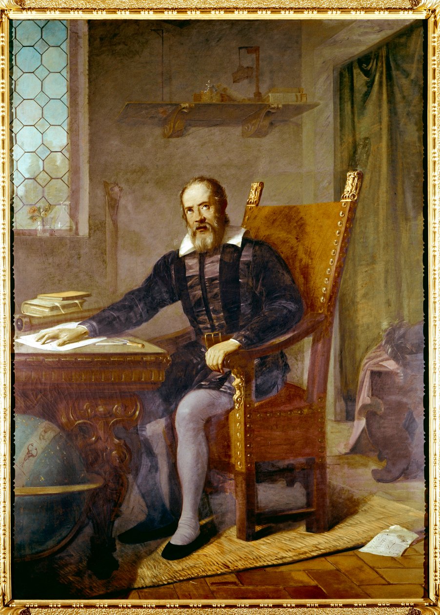 Porträtt av Galileo Galilei dit Galilee (1564 - 1642) - Anonym målning - Lastra a Signa, villa selva, Italien av Unbekannter Künstler