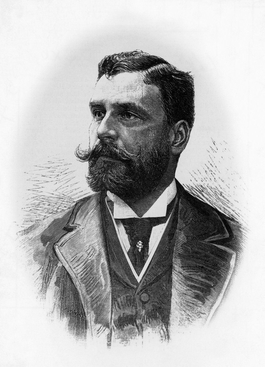 Porträtt av Gerolamo Rovetta (1851-1910), italiensk författare och dramatiker, gravyr av William M. Timlin