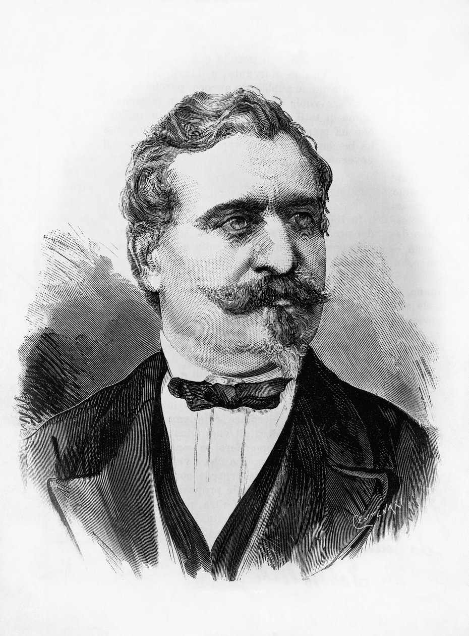Porträtt av Giovanni Prati (1815-1884), italiensk poet och politiker, gravyr av Centenari efter fotografi av Michele Schemboche (aktiv ca 1856-1906) av William M. Timlin