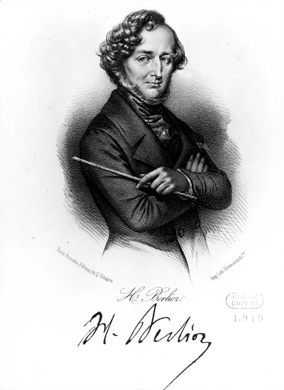 Porträtt av Hector Berlioz. sd. Gravyr 1800-talet. av Unbekannt