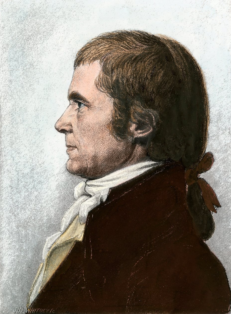 Porträtt av John Marshall (1755-1835), amerikansk advokat och statsman, president i USA:s högsta domstol. Litografi, 1800-tal, efter en målning av Charles Fevret de Saint Memin (1770-1852). av Unbekannter Künstler