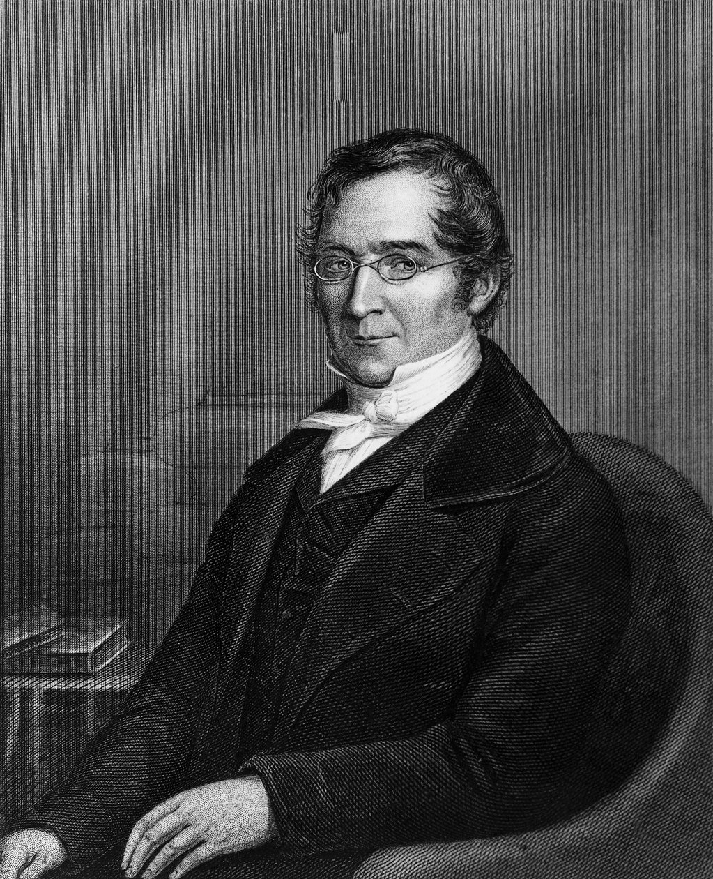 Porträtt av Joseph Louis Gay-Lussac (1778-1850), fransk kemist och fysiker, gravyr av William M. Timlin