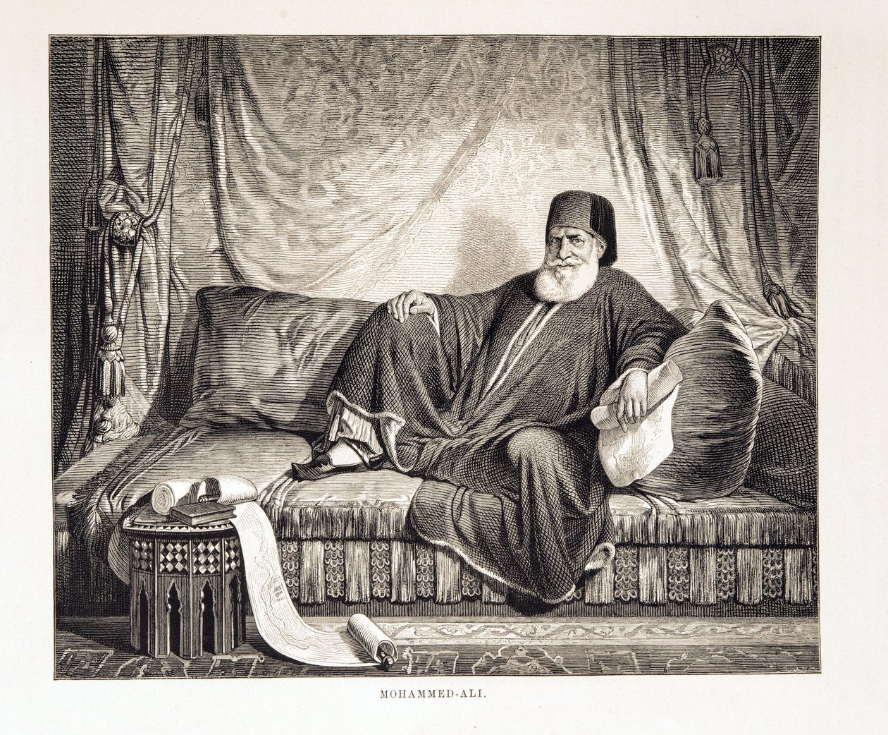 Porträtt av Mehemet Ali (1769-1849) vice kung av Egypten Illustration från Atlas of Egypt av Unknown
