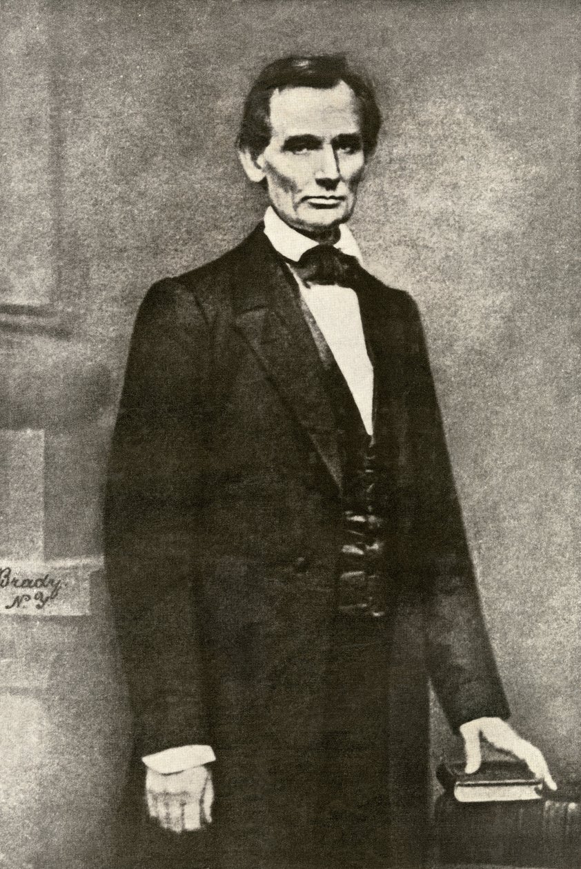 Porträtt av president Abraham Lincoln (1809-1865). Reproduktion av ett fotografi av Matthew Brady. av Unbekannter Künstler