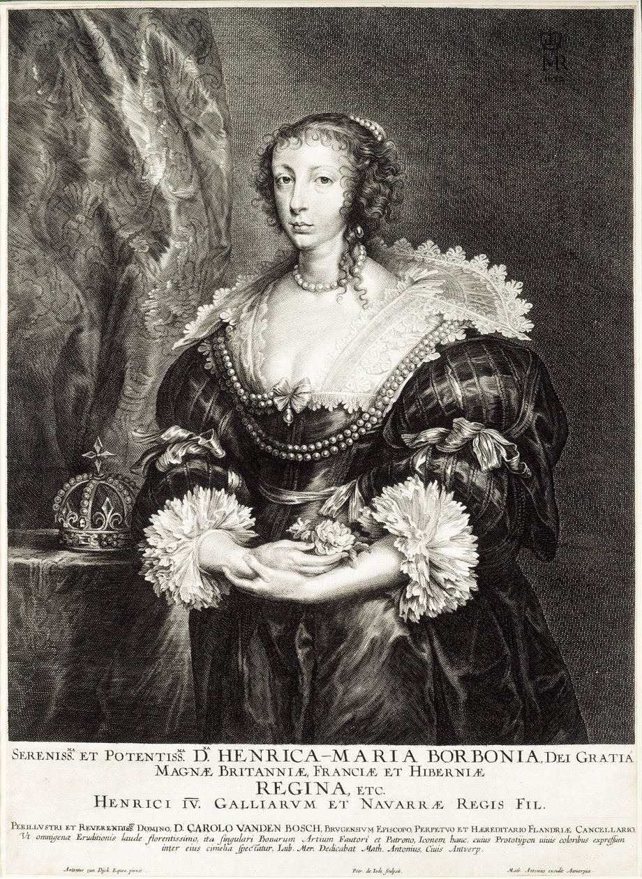 Porträtt av drottning Henrietta Maria de Bourbon av Unbekannt
