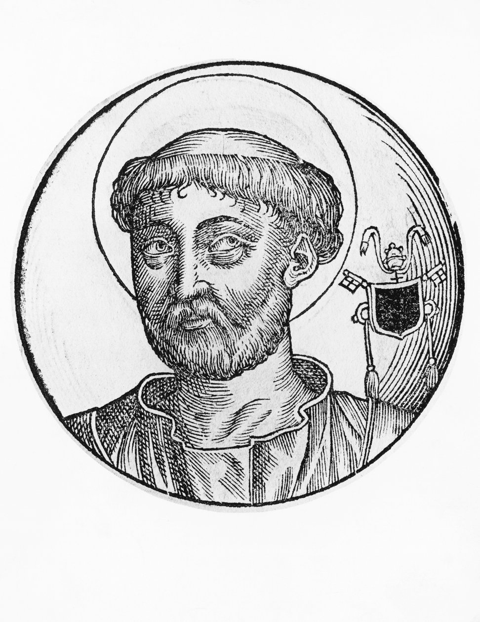 Porträtt av Saint Lucius I (död 254), 22:a påven av katolska kyrkan från 253, gravyr av William M. Timlin