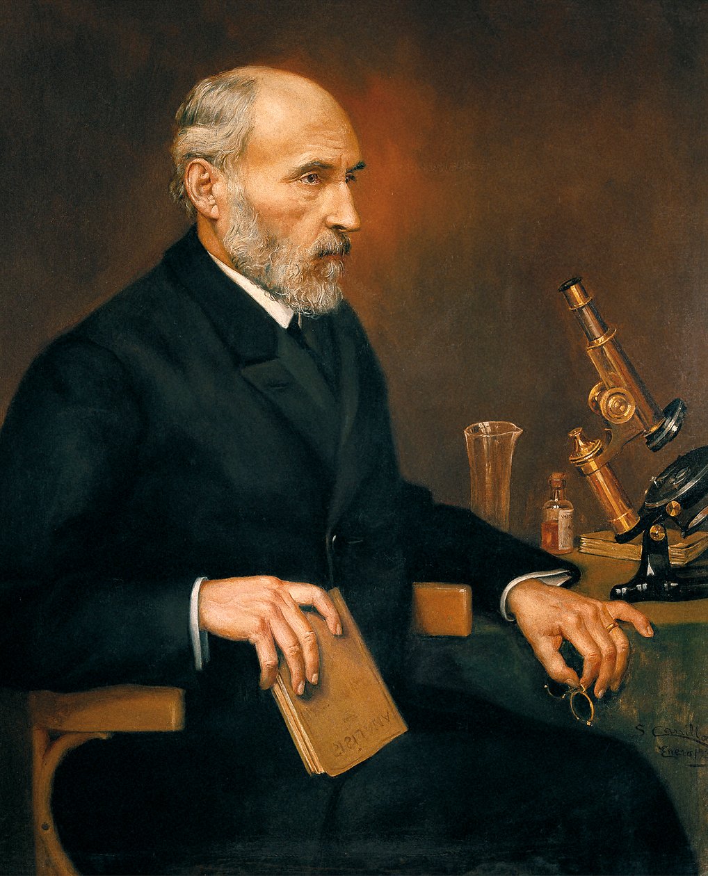 Porträtt av Santiago Ramon y Cajal (1852-1934), spansk läkare och fader till neurovetenskapen av Unbekannter Künstler