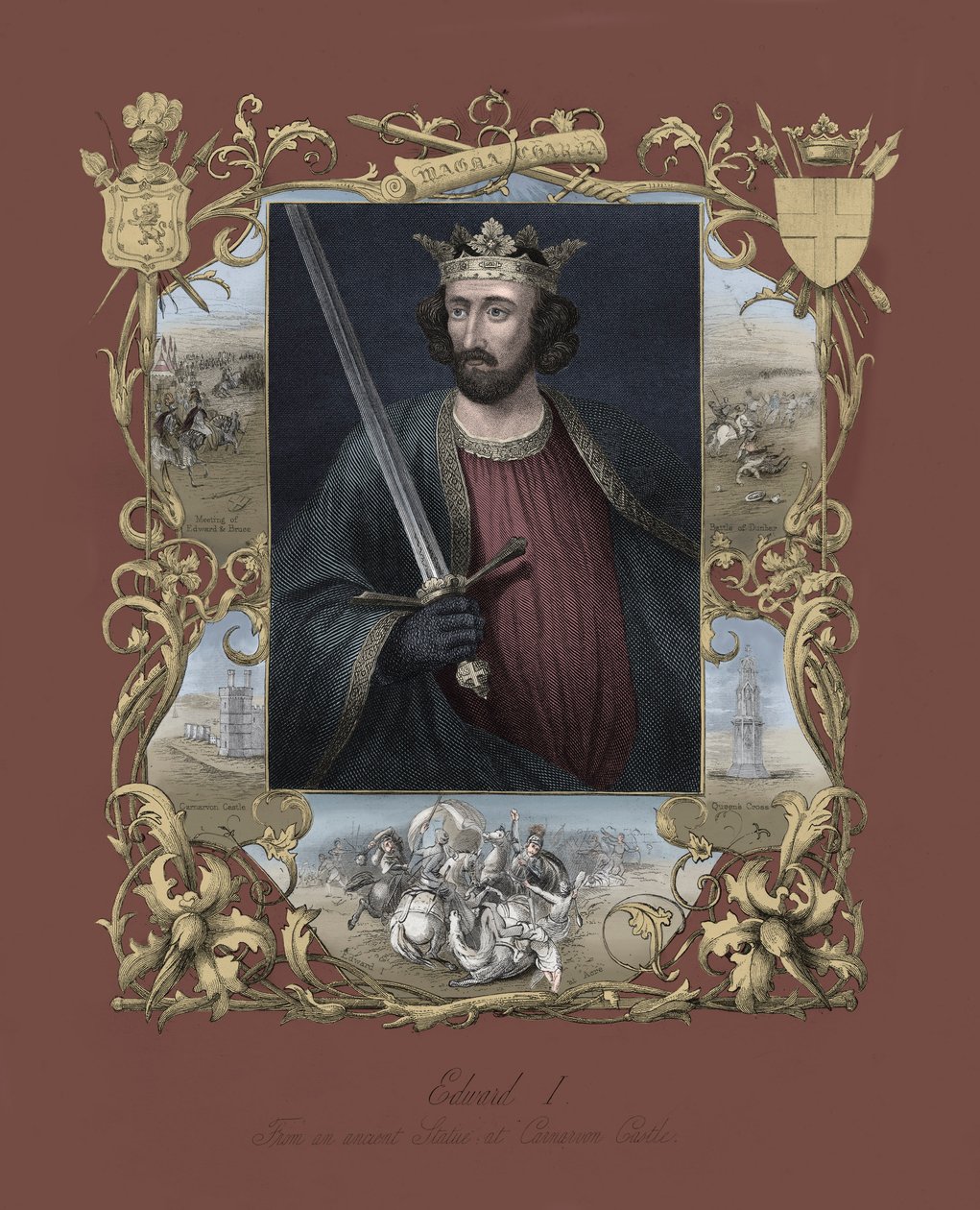 Porträtt av kungen av England Edward I (tryck) av Unbekannter Künstler