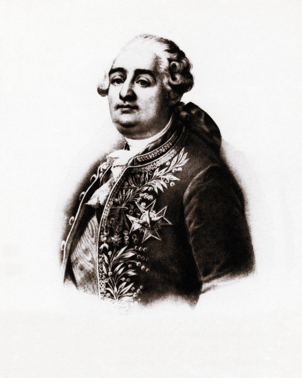 Porträtt av Frankrikes kung Ludvig XVI (1754-1793) Gravyr från 1800-talet av Unbekannter Künstler