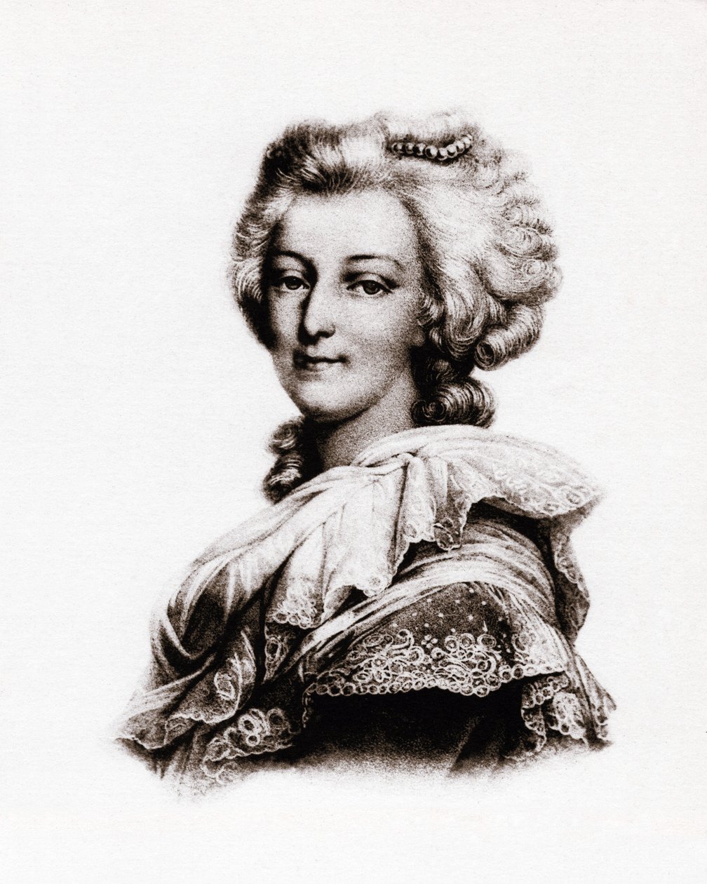 Porträtt av Frankrikes drottning Marie Antoinette av Österrike (1755-1793) Gravyr från 1800-talet av Unbekannter Künstler