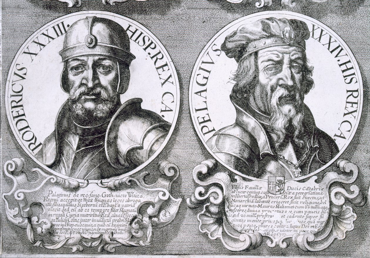 Porträtt av Roderic och Pelagius (litho) av Unbekannt