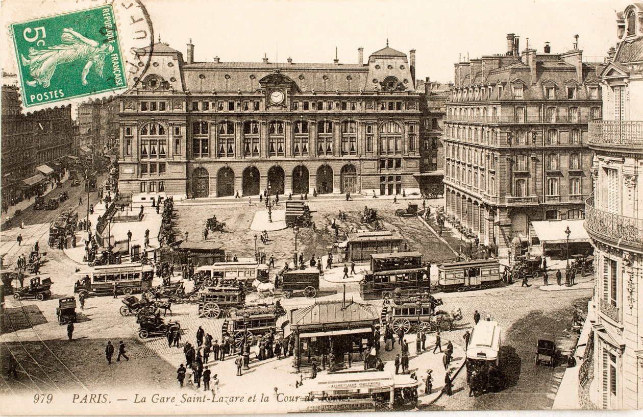 Vykort/Gare Saint Lazare/Paris/Seine/Ile de France/Frankrike av William M. Timlin