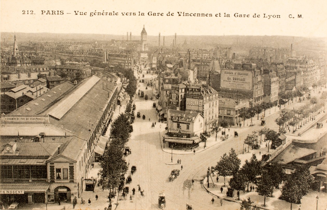 Vykort/Vincennes station/Lyon station/Paris/Seine/Ile de France/Frankrike av William M. Timlin