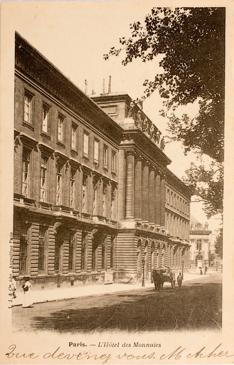 Vykort/Hotel des Monnins/Paris/Seine/Ile de France/Frankrike av William M. Timlin