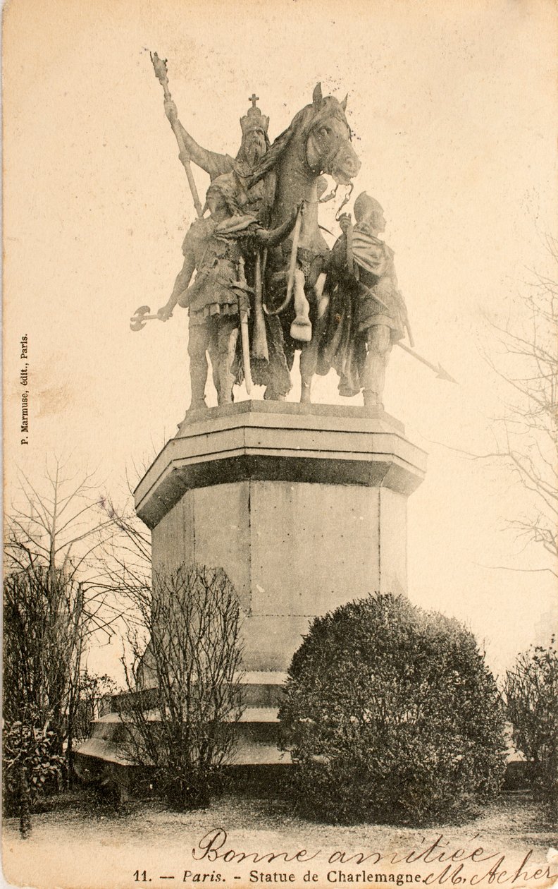 Vykort/Staty av Karl den Store/Paris/Seine/Ile de France/Frankrike av William M. Timlin