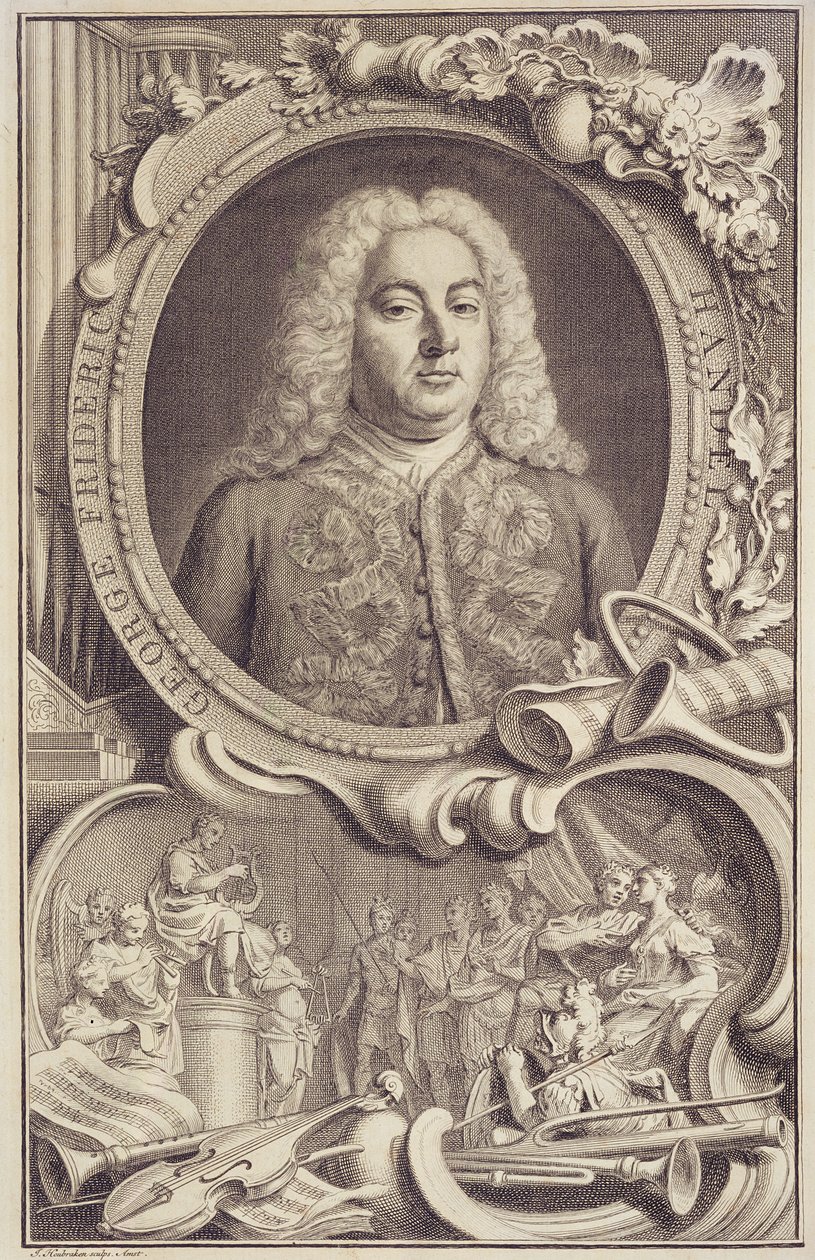RM 7.f.5 George Frederick Handel (1685-1759), frontispice till "Israel in Egypt", graverad av Jacobus Houbraken (1698-1780) av Unbekannter Künstler