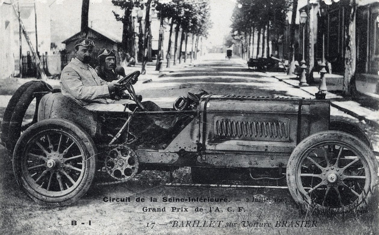 Racing, Grand Prix de France (ACF): Barrel som kör en Brasier-bil på Seine Inferior-banan, 2 juli av Unbekannt