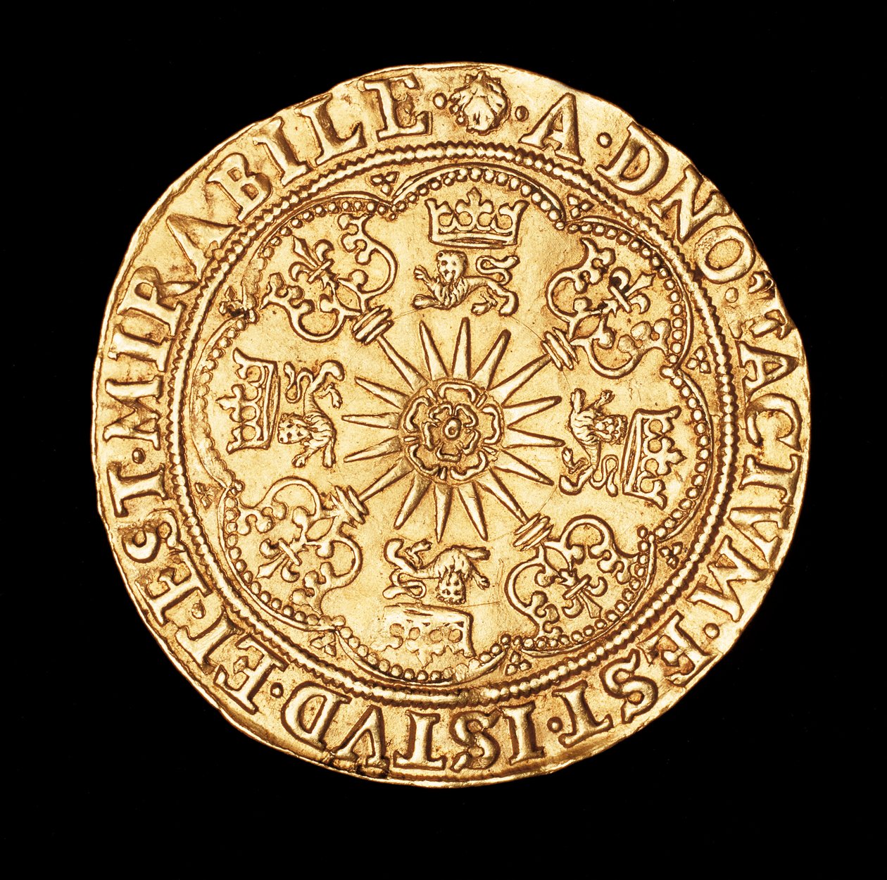 Sällsynt mynt, England Guld Spur Ryal, Tudor Rose på Spur Rowel av Unbekannter Künstler