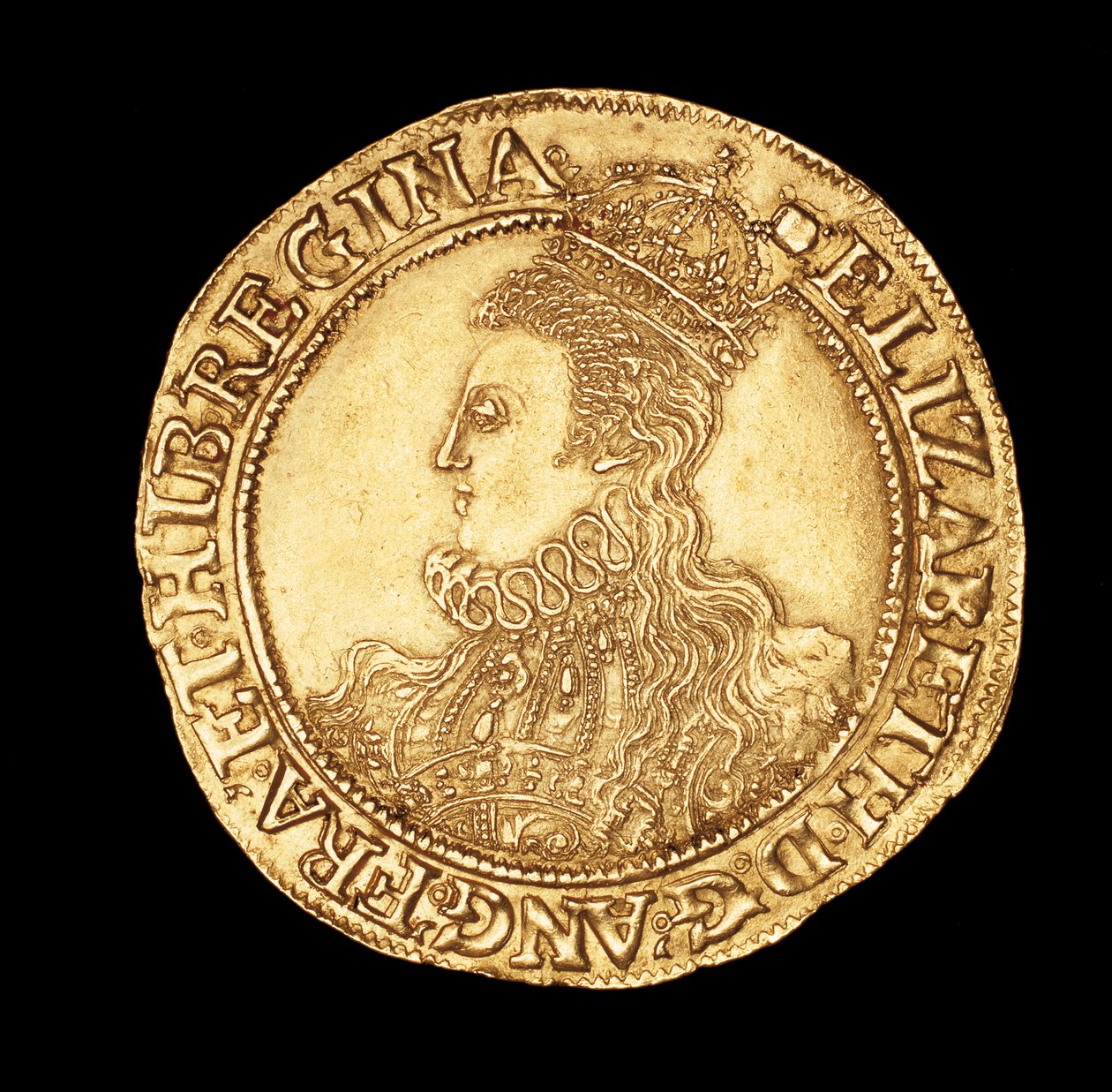 Sällsynt engelskt mynt, porträtt av drottning Elizabeth I, guldpund av Unbekannter Künstler