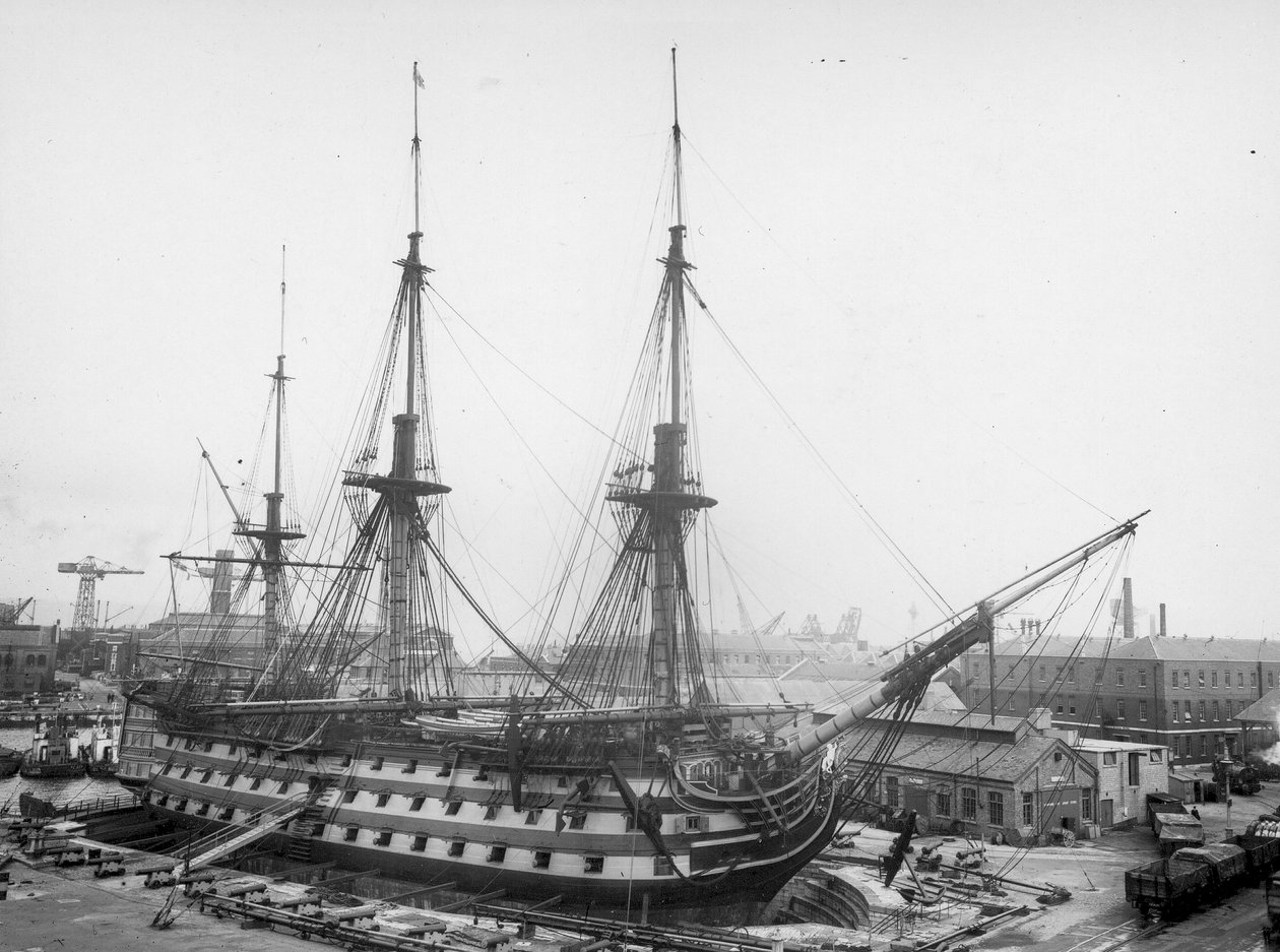 Återinstallera förkrigsriggen på HMS Victory, Portsmouth Harbor av Unbekannt
