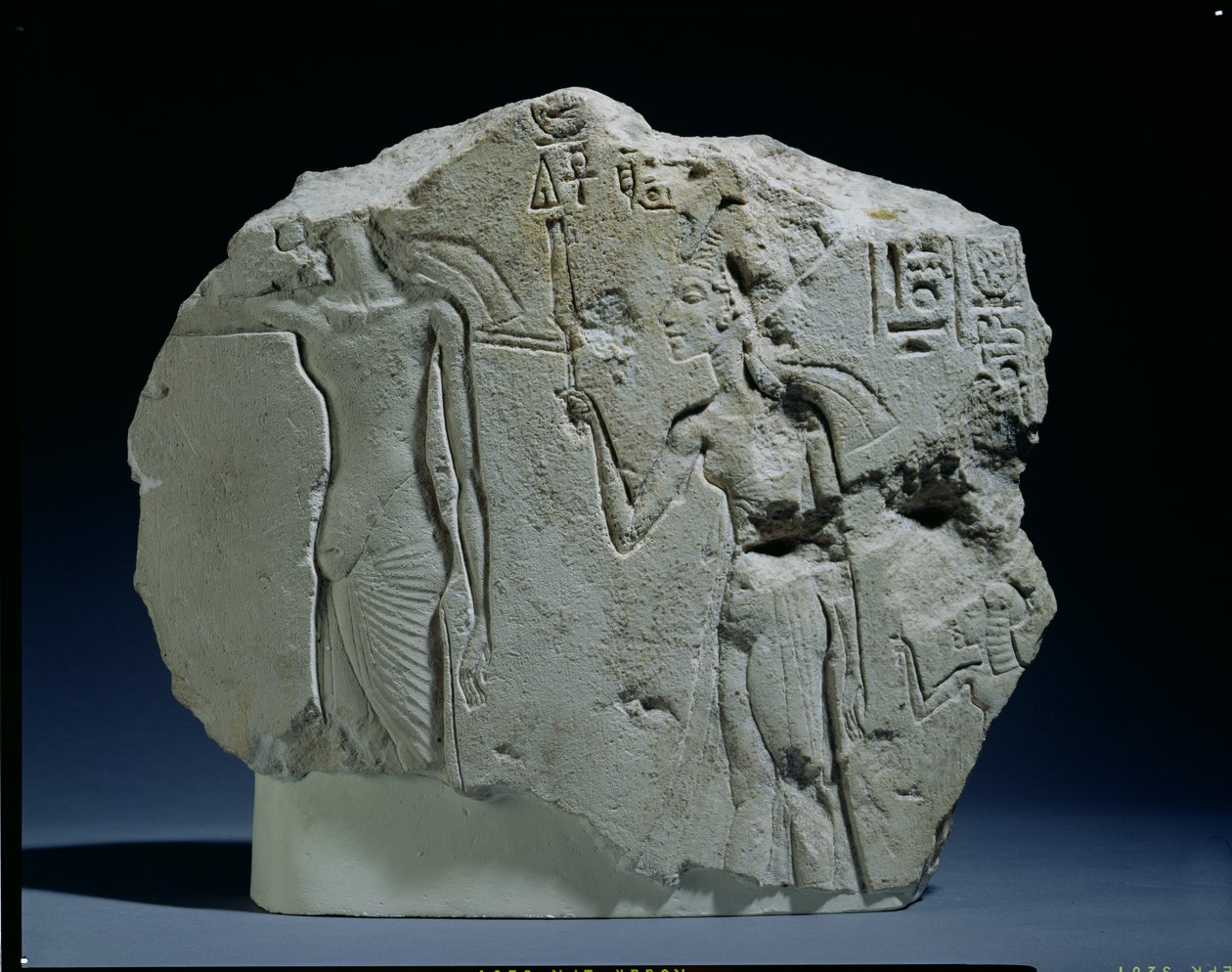 Relief av nubisk soldat med pilbåge, Amarna (kalksten) av Unbekannt