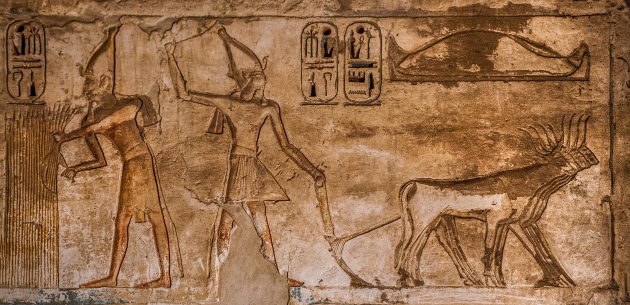 Relief med eldiga scener på den nordöstra väggen i rum 26, Medinet Habu, Ramses III:s bårhustemplet, Luxor, Thebe-West, Egypten, Afrika (foto) av Unbekannter Künstler