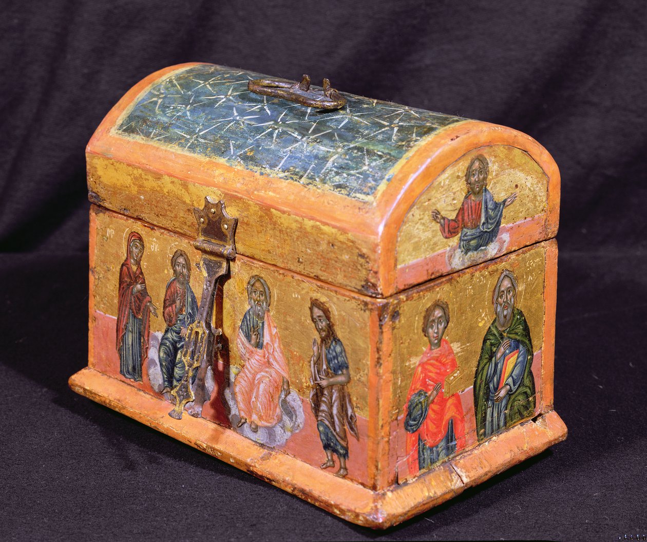 Relikvieskrin eller Chrismatory, grekiska öarna, ca 1700 (tempera på trä) av Unbekannt
