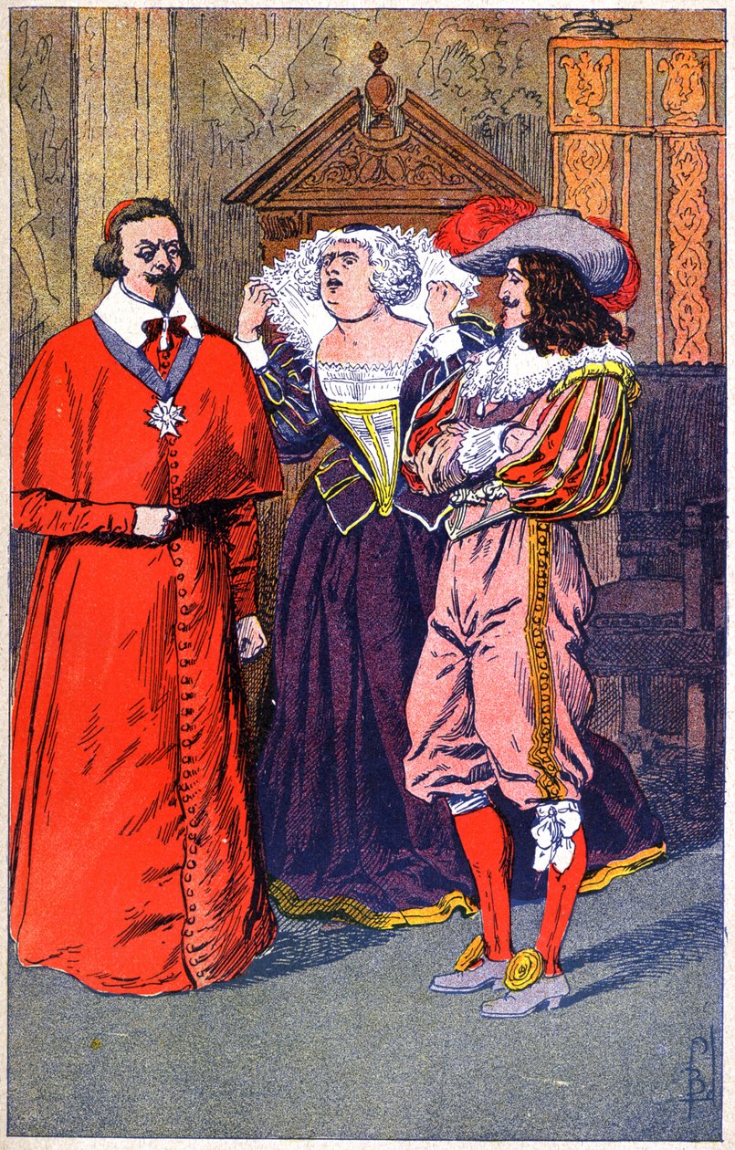 Richelieu, Marie de Medicis, Ludvig XIII, ca 1910-20 (illustration) av Unbekannter Künstler