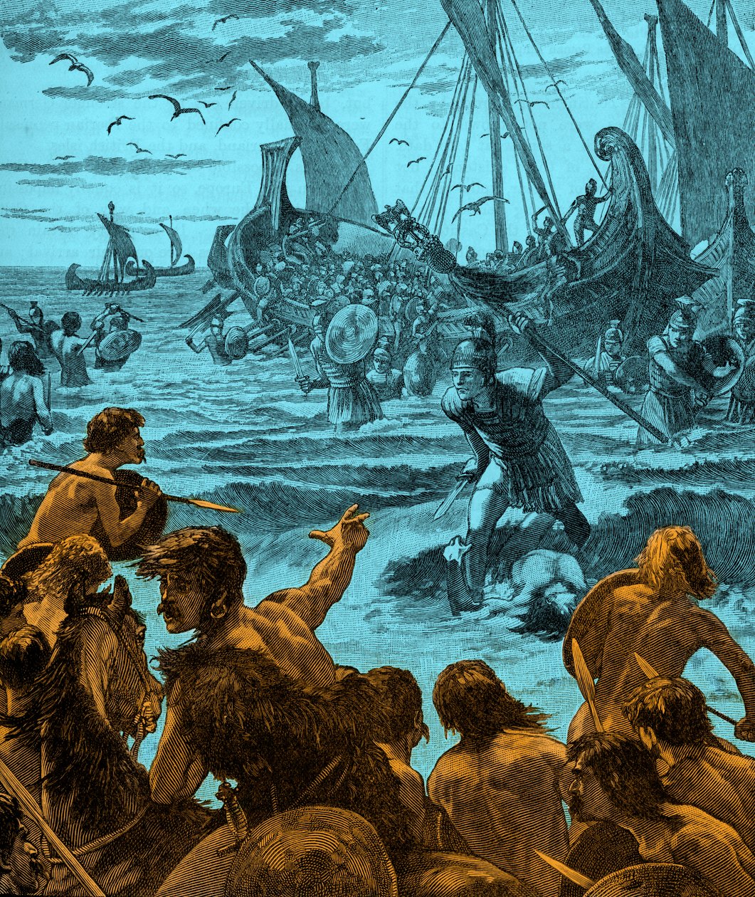Romersk invasion av Britannien - illustration från början av 1900-talet av Unbekannter Künstler