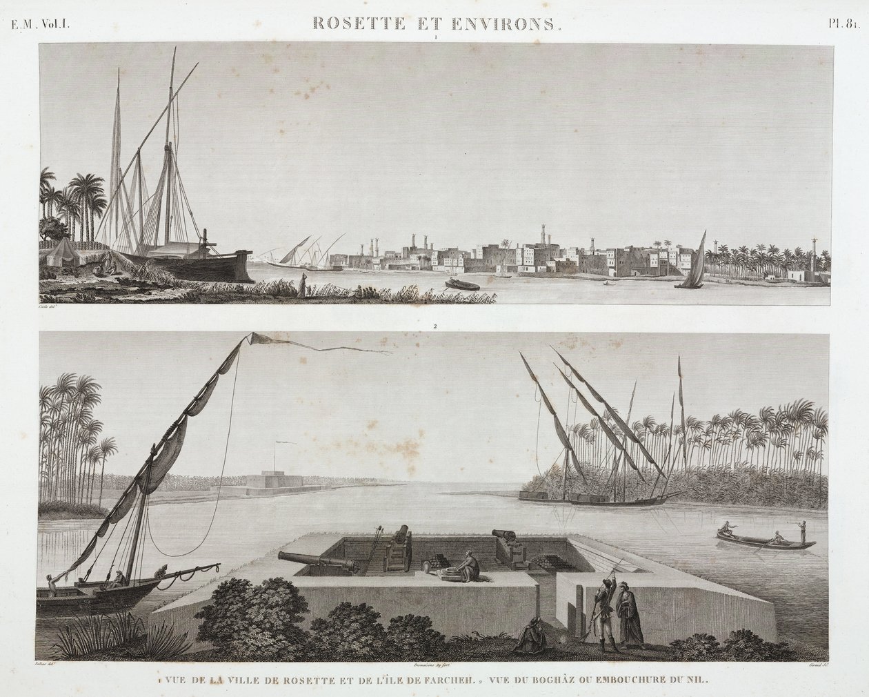 Rosetta och Nilens mynning, Egypten, ca 1798 av Unbekannt