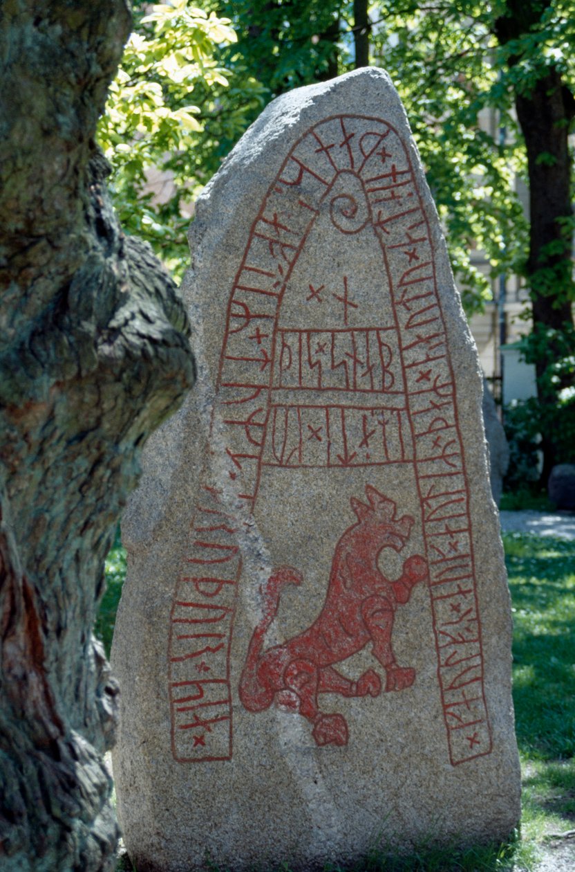 Rune Stone, Lund, Sverige. Viking civilisation. av Benjamin Baud