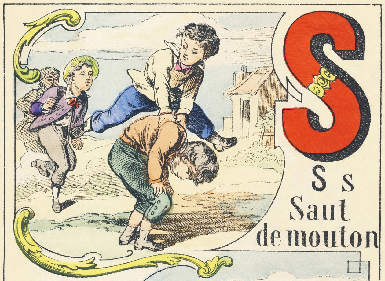 S: leapfrog - Spelalfabetet, ca 1890 (illustration) av Unbekannt