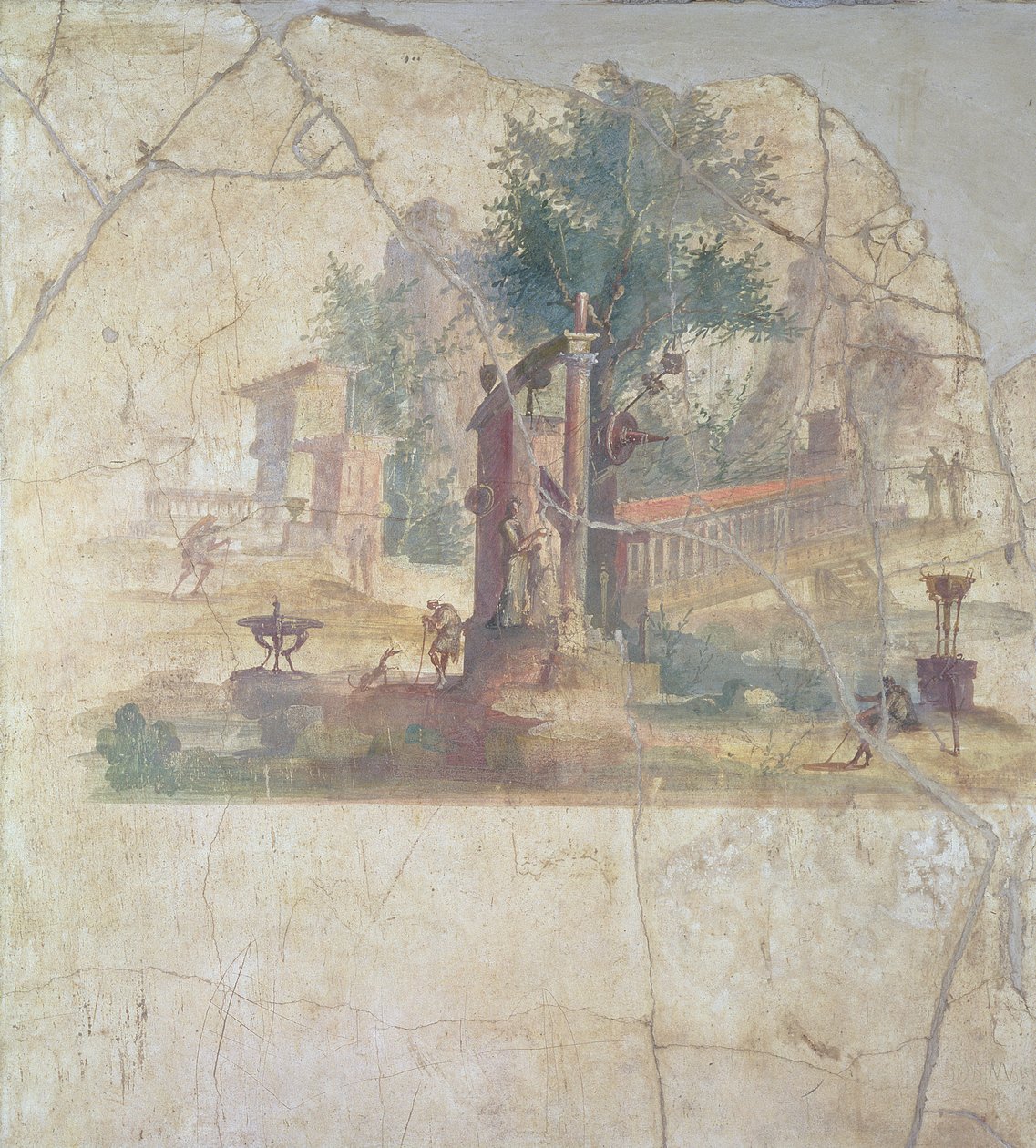 Sakro-idylliskt landskap, från Agrippas villa vid Boscoreale, århundrade e.Kr. (fresk) av Unbekannt