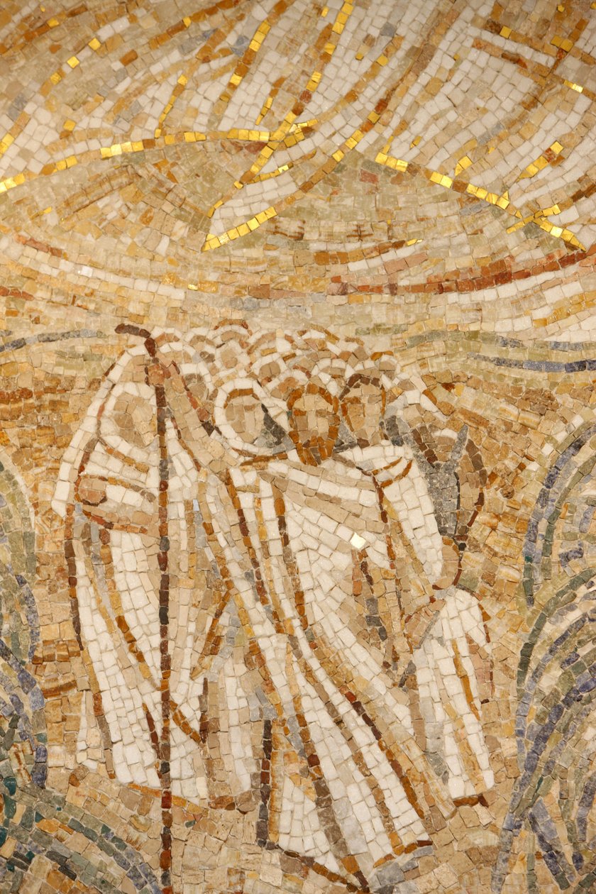Saint-Maurice klosterbasilika, mosaik av Madeleine DienerMoses och hebréerna korsar Röda havet, Saint-Maurice, Suisse av Unbekannt