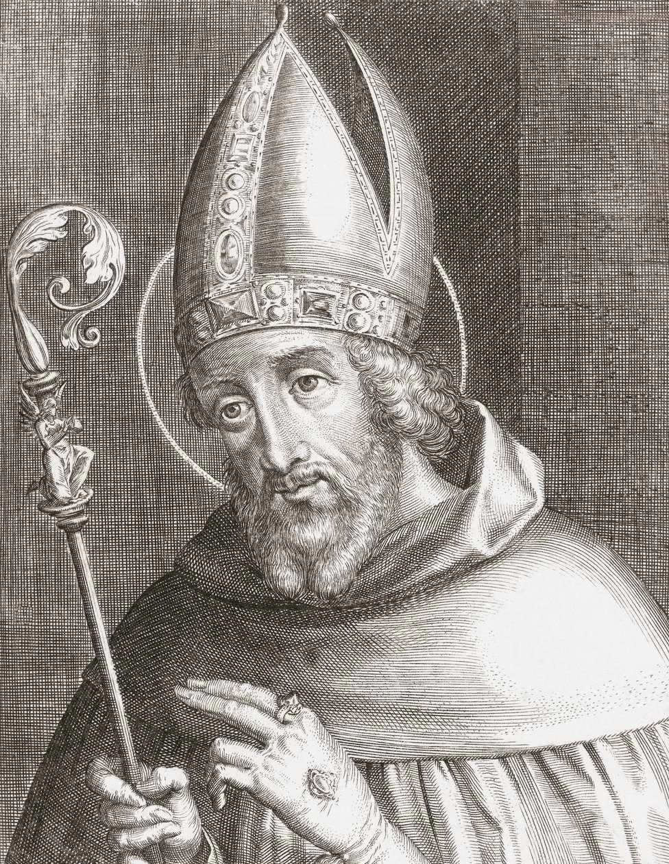 Sankt Augustinus av Hippo (gravyr) av David Mosé
